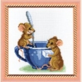 Набор для вышивания нитками ЧАРИВНА МИТЬ "Мышки в чашке"